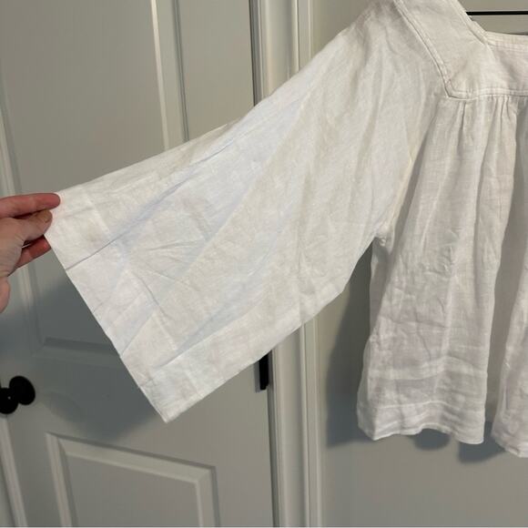 GAP White Linen Square Neck Flare Sleeve Top Blouse Small - Picture 6 of 11